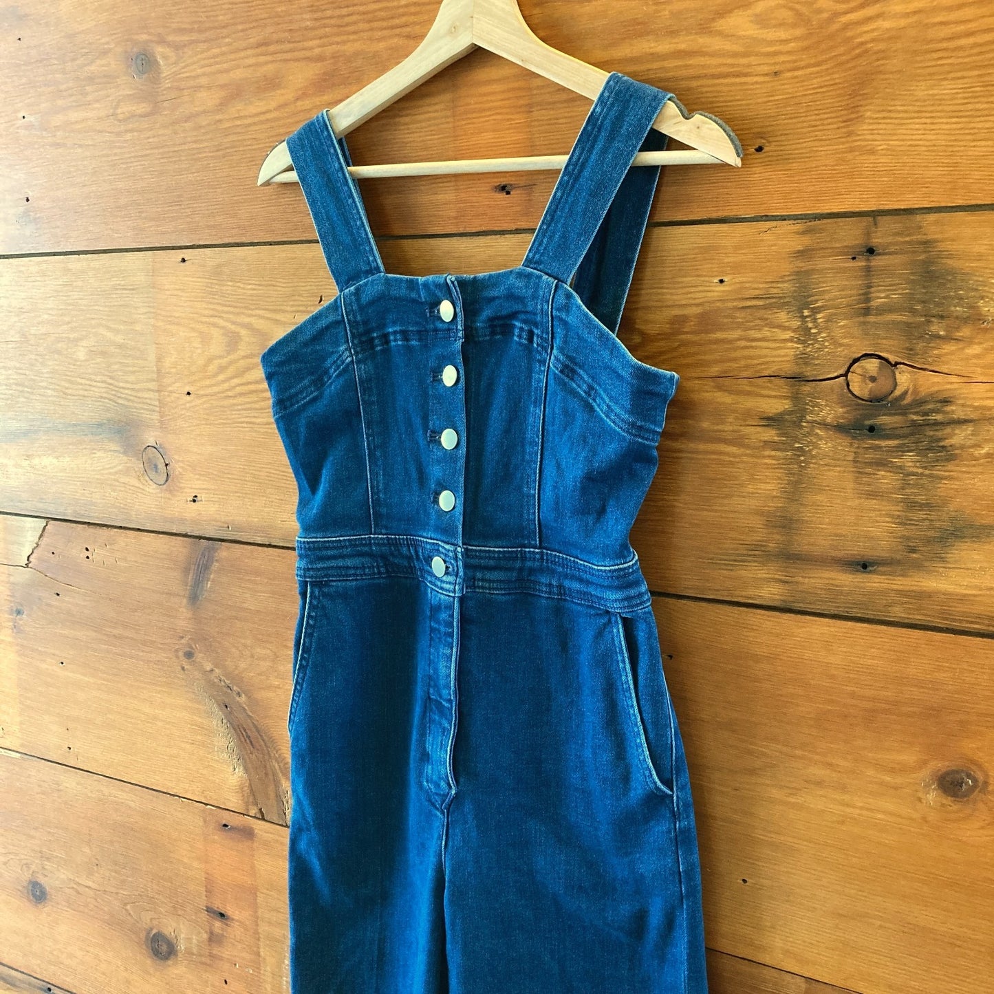 Maeve Anthropologie Denim Button-Up Wide Leg Colette Jumpsuit - Size 2 - 0312IG