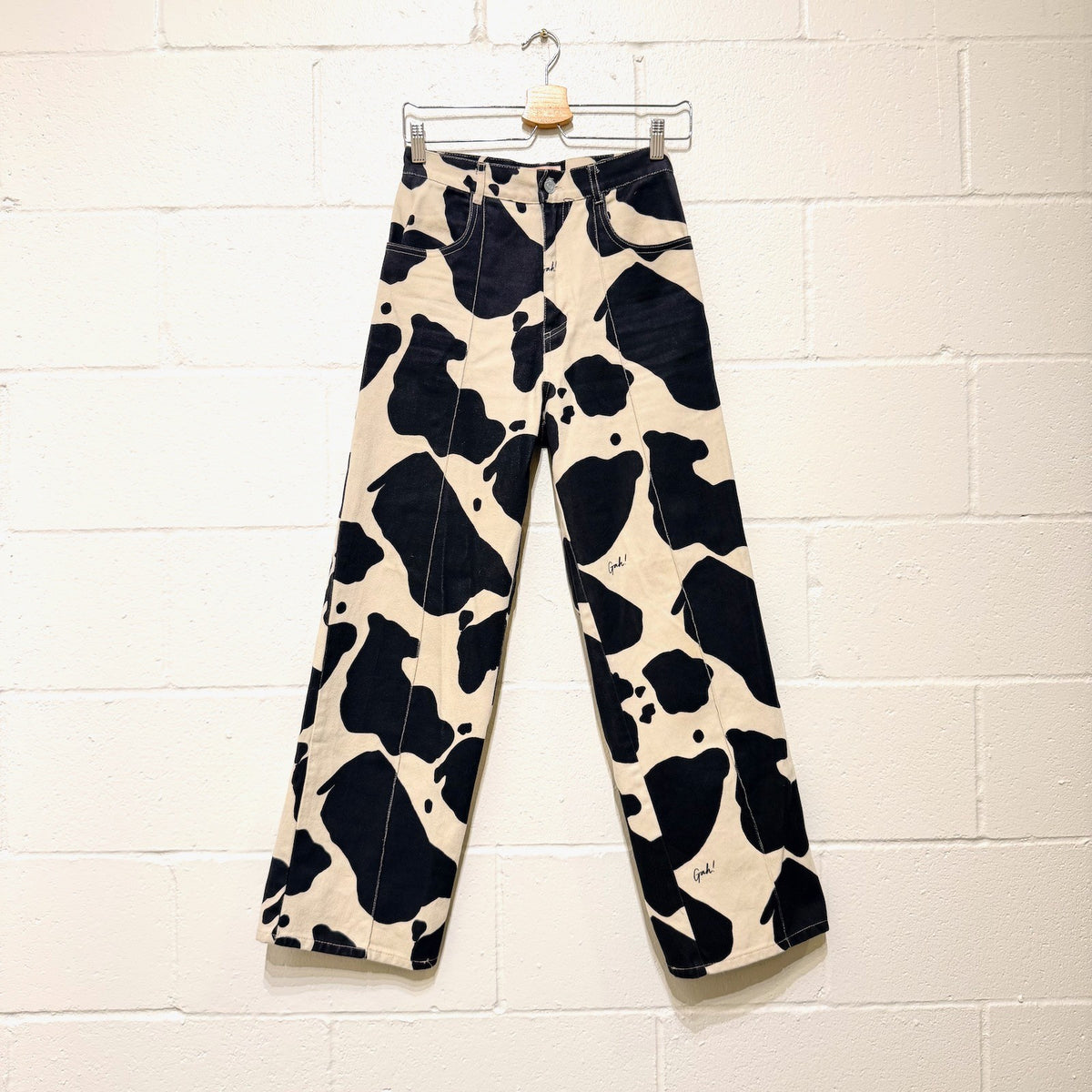 Lisa Says Gah $213 Black Cow Print Robyn High Waist Pants - Size 27 - 1201CC