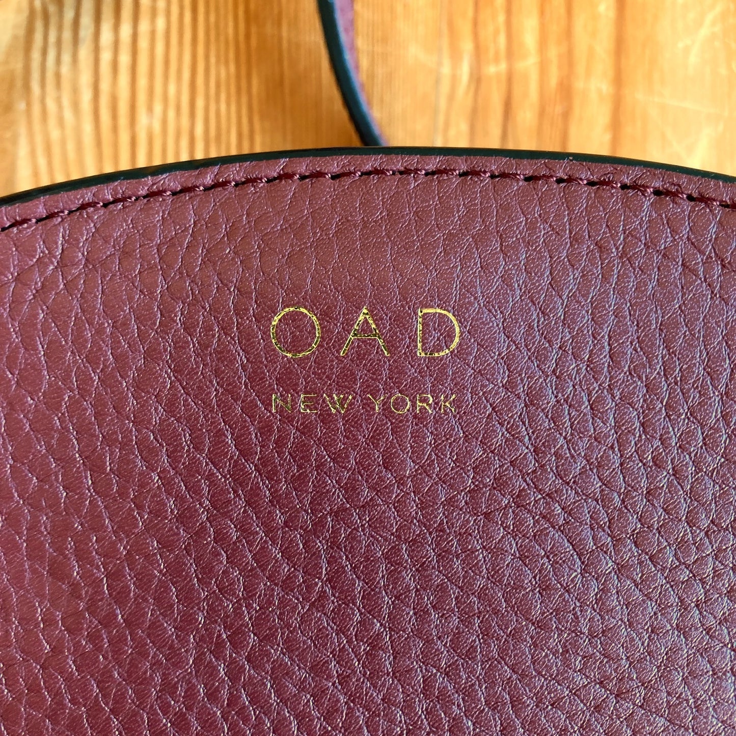 OAD New York Burgundy Leather Zip Around Crossbody Purse - 0416JW