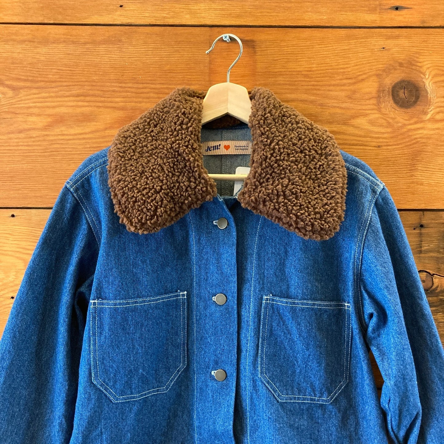 Jem! Made in Los Angeles Denim Chore Coat w/ Shearling Collar - Size S - 0312IG