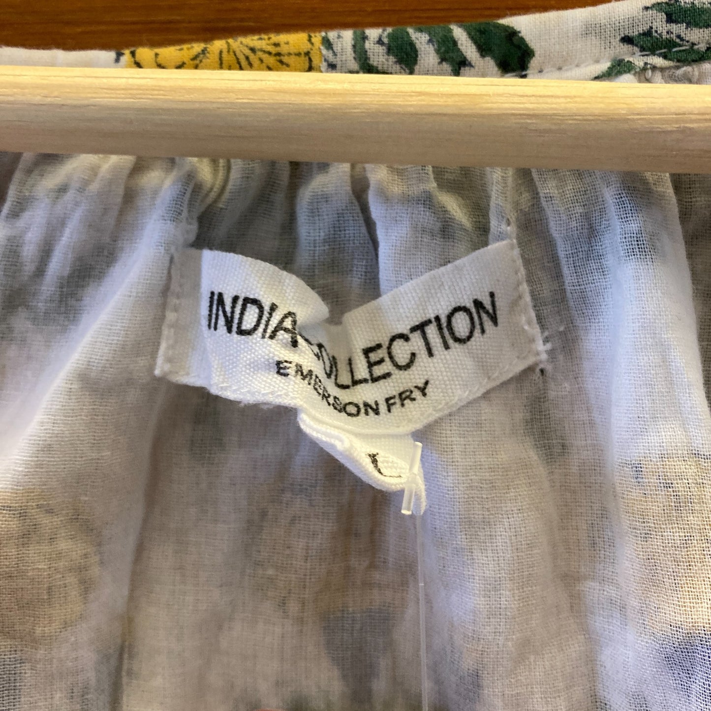 L - India Collection Emerson Fry White Cotton Floral Patterned Blouse Top 0206BS