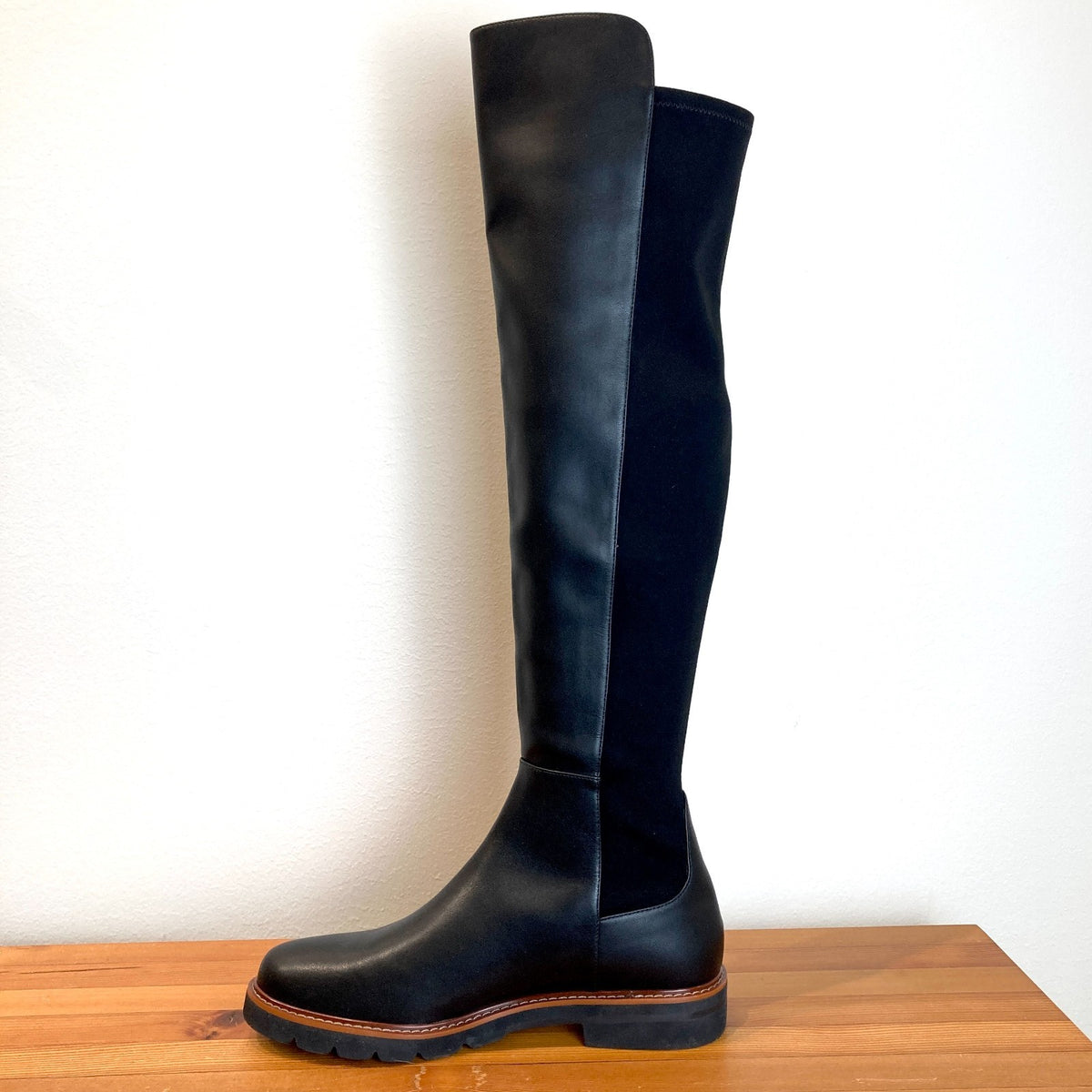 Stuart Weitzman Black Leather City Over the Knee Boots - Size 8.5 - NEW - 0320JS