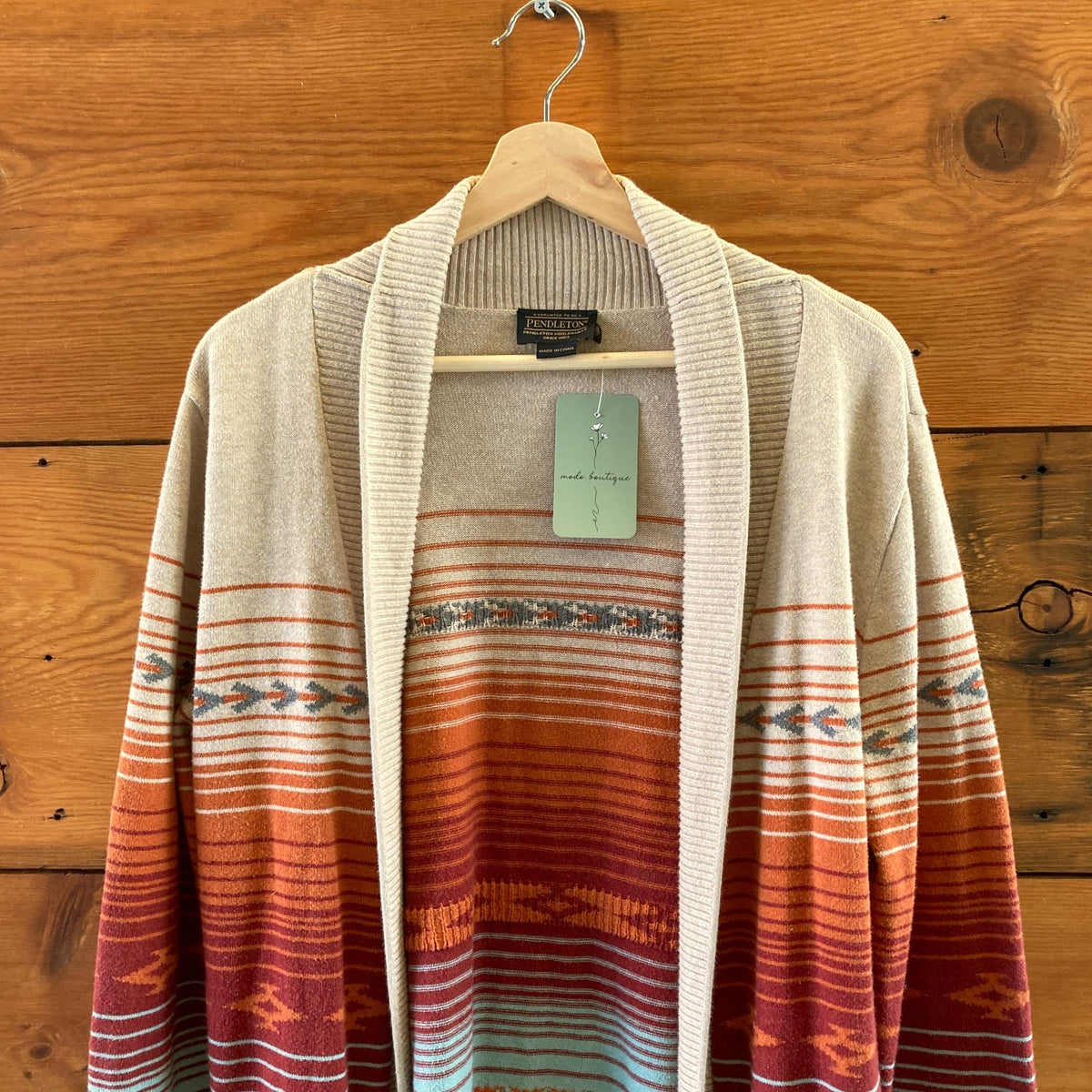Pendleton Southwestern Print Monterey Belted Cardigan Sweater - Size L - 0320JS