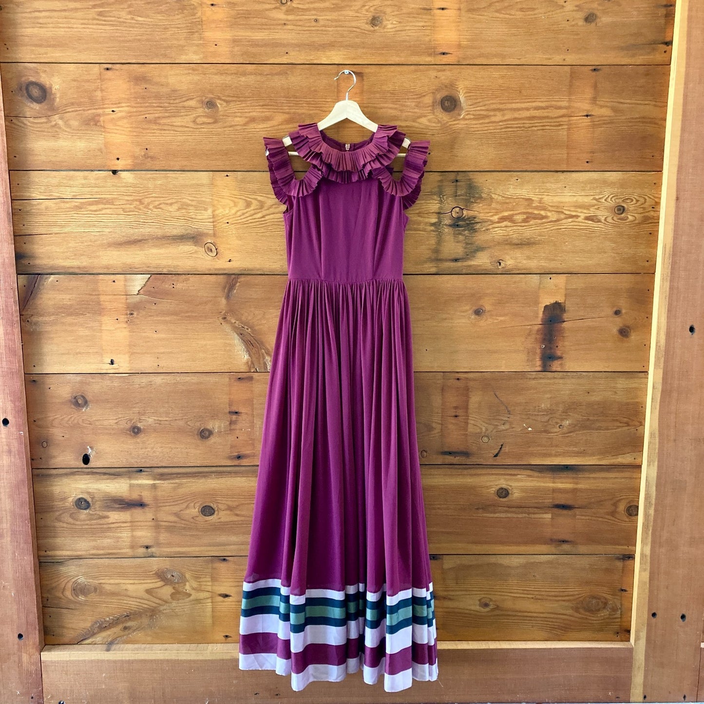 Ted Baker $419 Burgundy Imperial Striped Maxi Dress - Size 1 / S - NEW - 0613SR