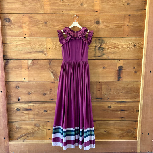 Ted Baker $419 Burgundy Imperial Striped Maxi Dress - Size 1 / S - NEW - 0613SR