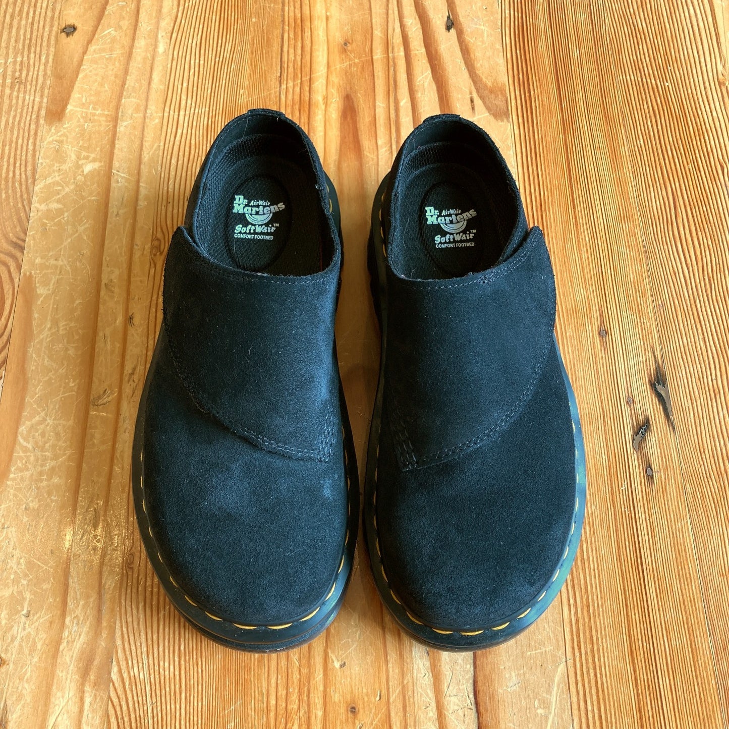 Dr. Martens Black Bronx Suede Zebzag Anywair Mules Shoes w/Box - Size 7 - 0425SV
