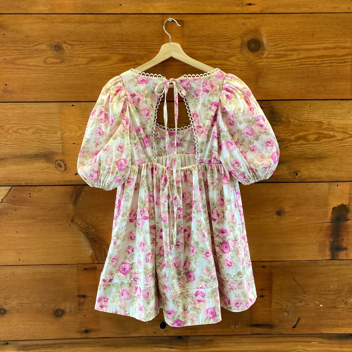 For Love & Lemons Pink Floral Milani Babydoll Mini Dress - Size L - 0521AB