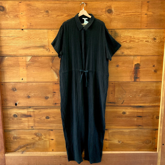Eileen Fisher Black Short Sleeve Gauze Cotton Jumpsuit - Size XXL - NEW - 1206HP