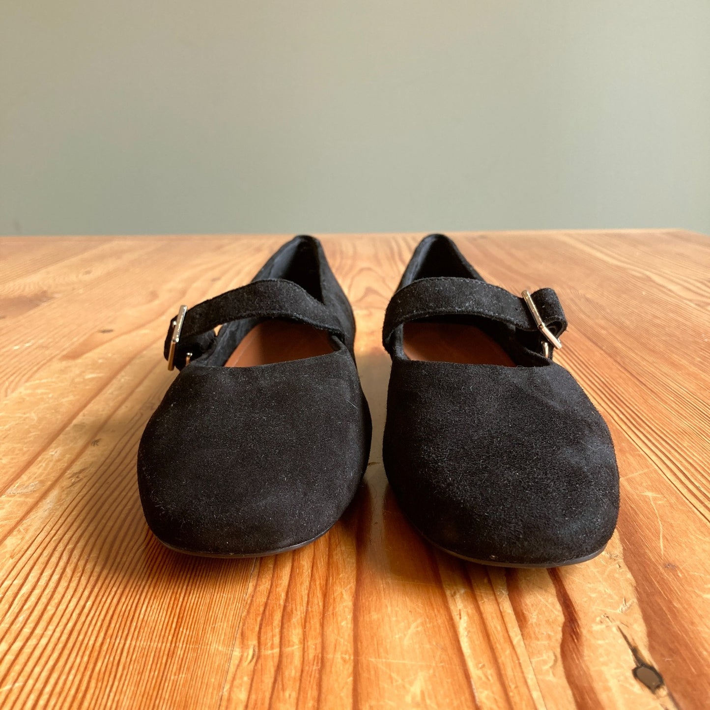 Vagabond Black Suede Leather Mary Jane Flats Jolin Shoes - Size 39 / 9 - 0416JW