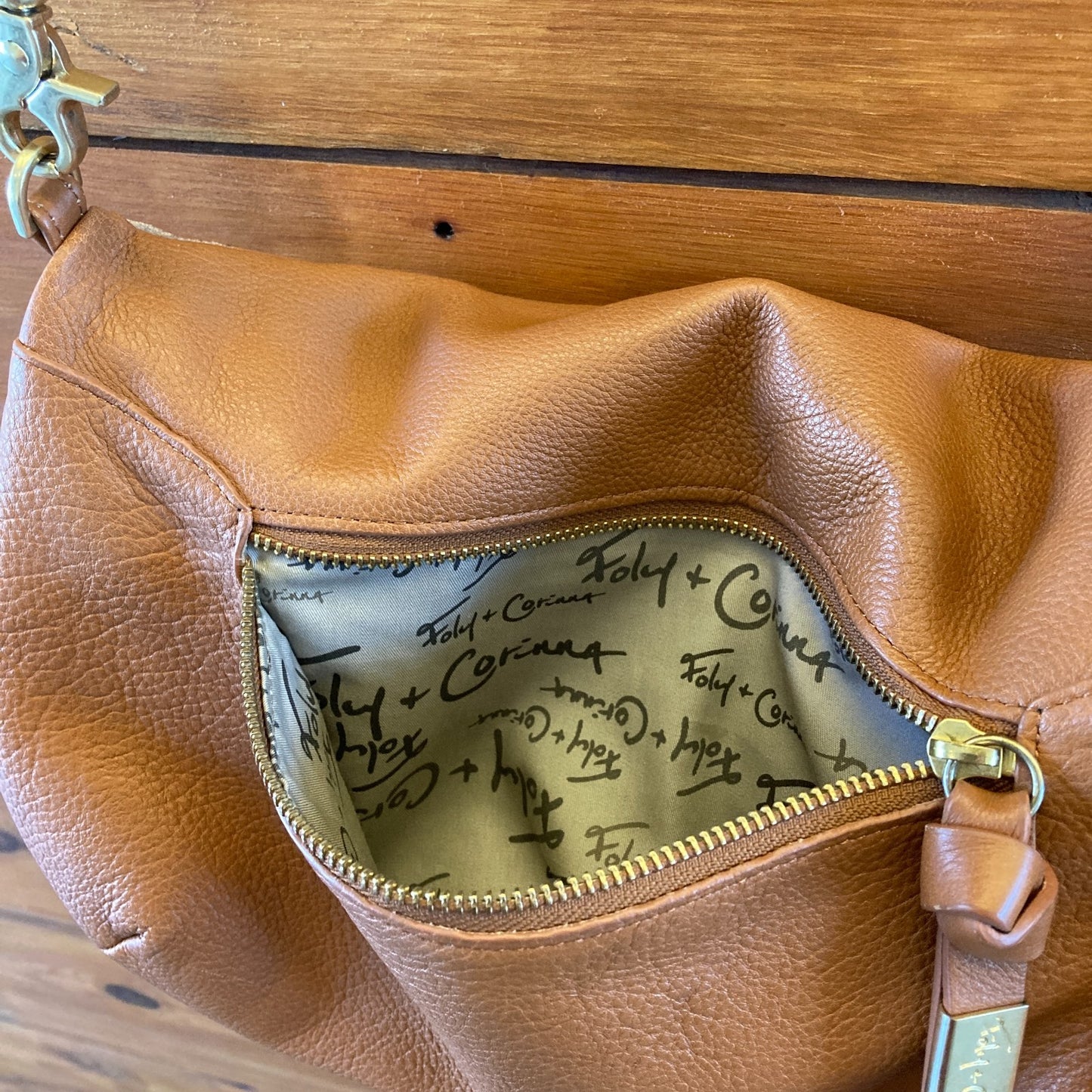 Foley & Corrina Brown Soft Leather Fold Over Mid City Purse Bag - 1122KP