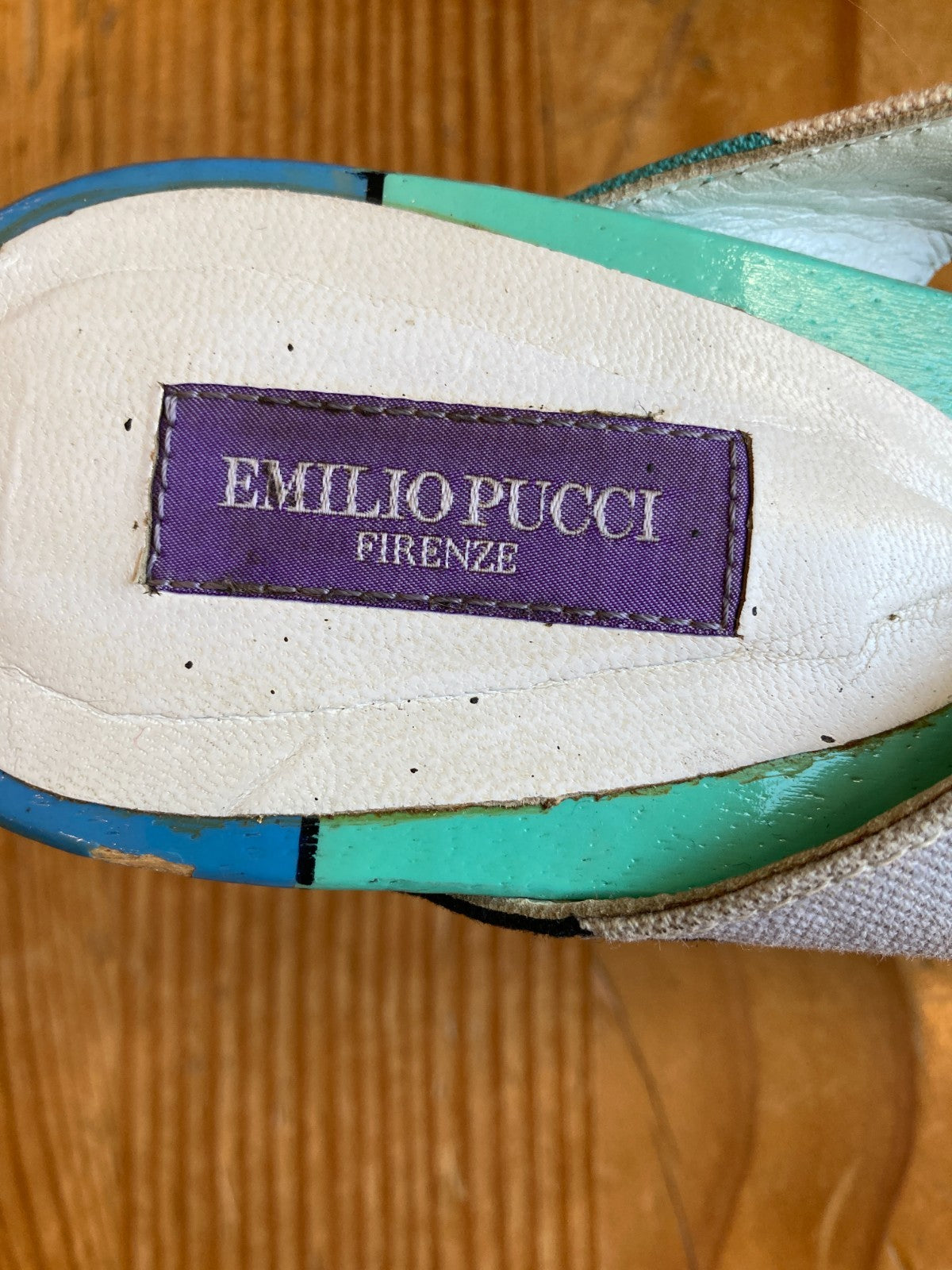 Emilio Pucci Aqua Teal Pointed Slip-on Wedge Sandals - Size 39 / 8.5 - 1019HV