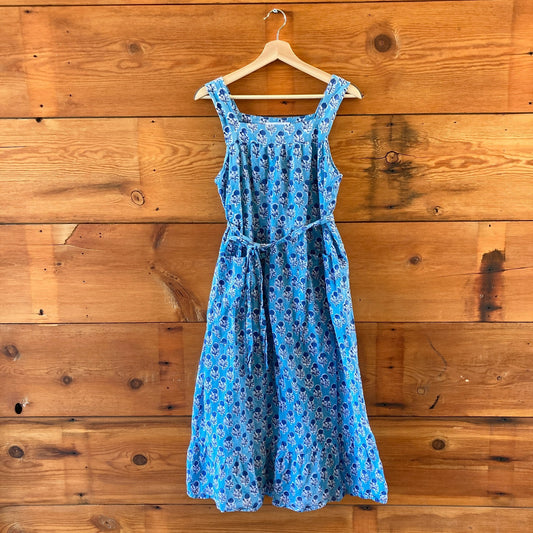 India Collection Blue Cotton Sleeveless Midi Dress - Size XS / S - 0816TB