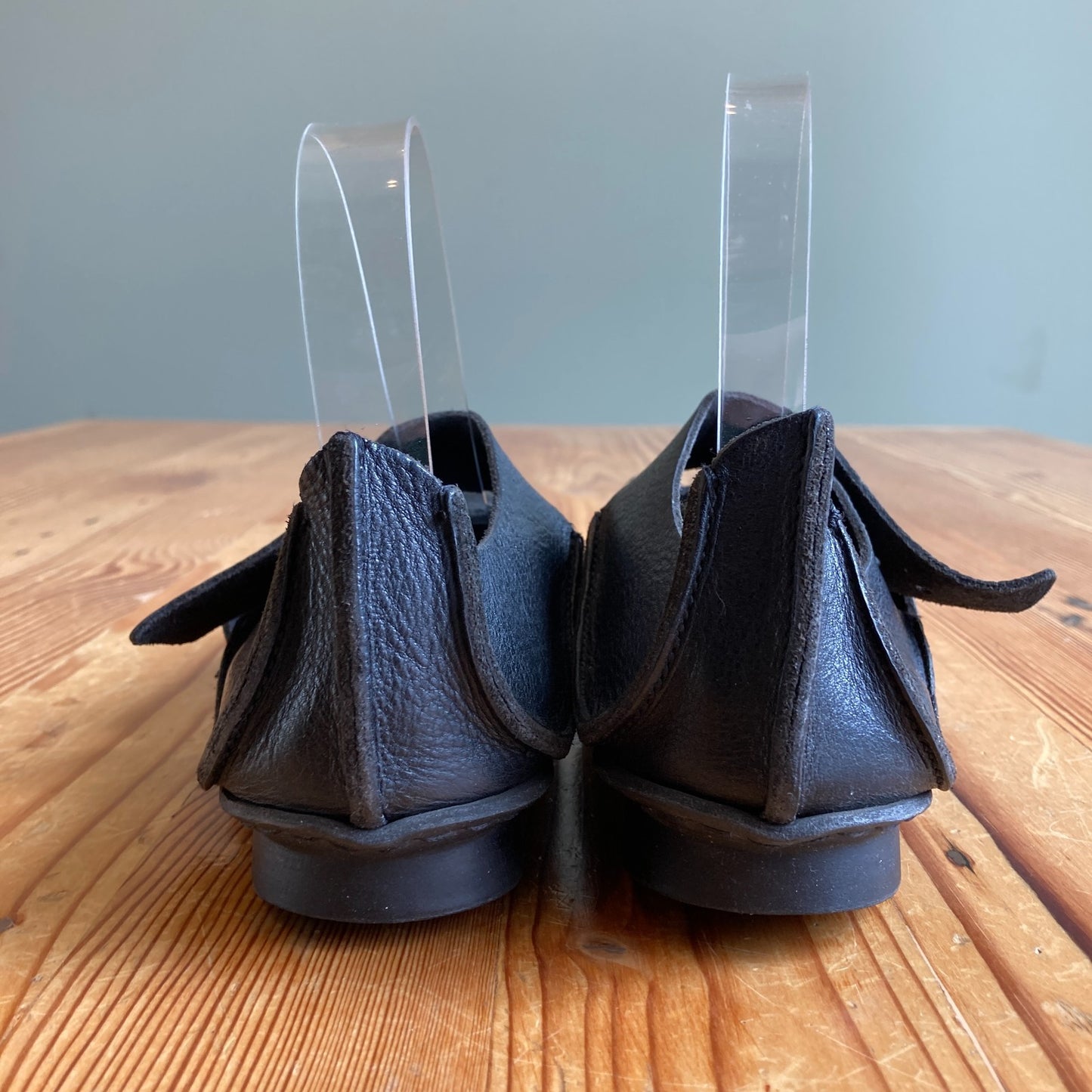 Trippen Black Leather Mary Jane Square Toe Shoes - Size 38 / 7.5 - 0517DS