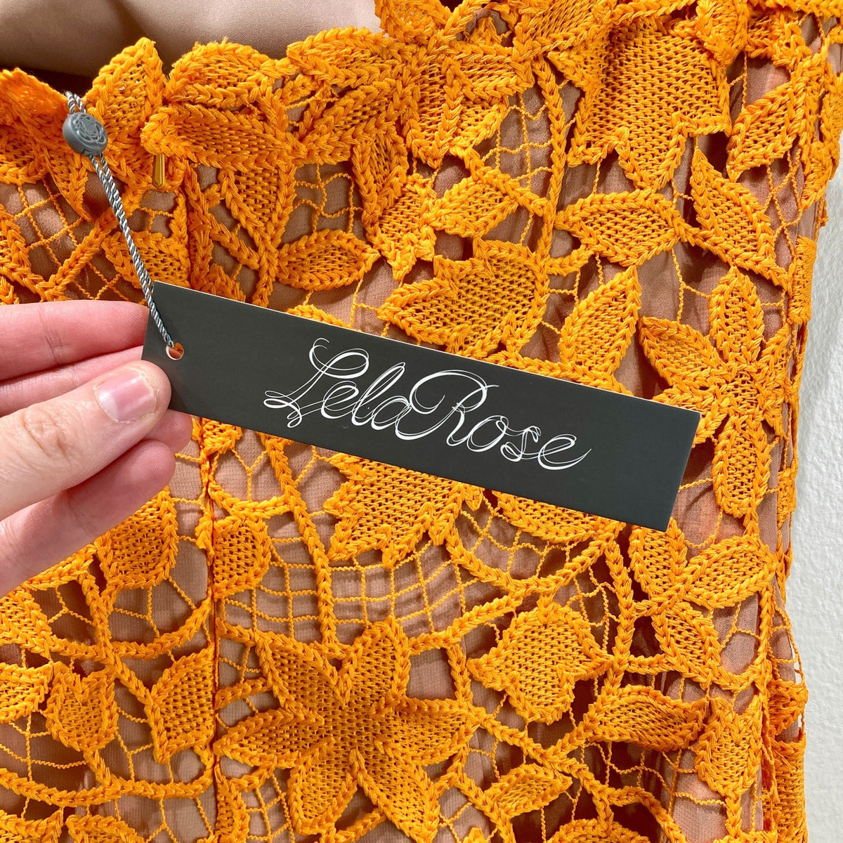 Lela Rose Tangerine Floral Guipure NEW Lace Halter Dress - Size 0 / XS - 0608BM