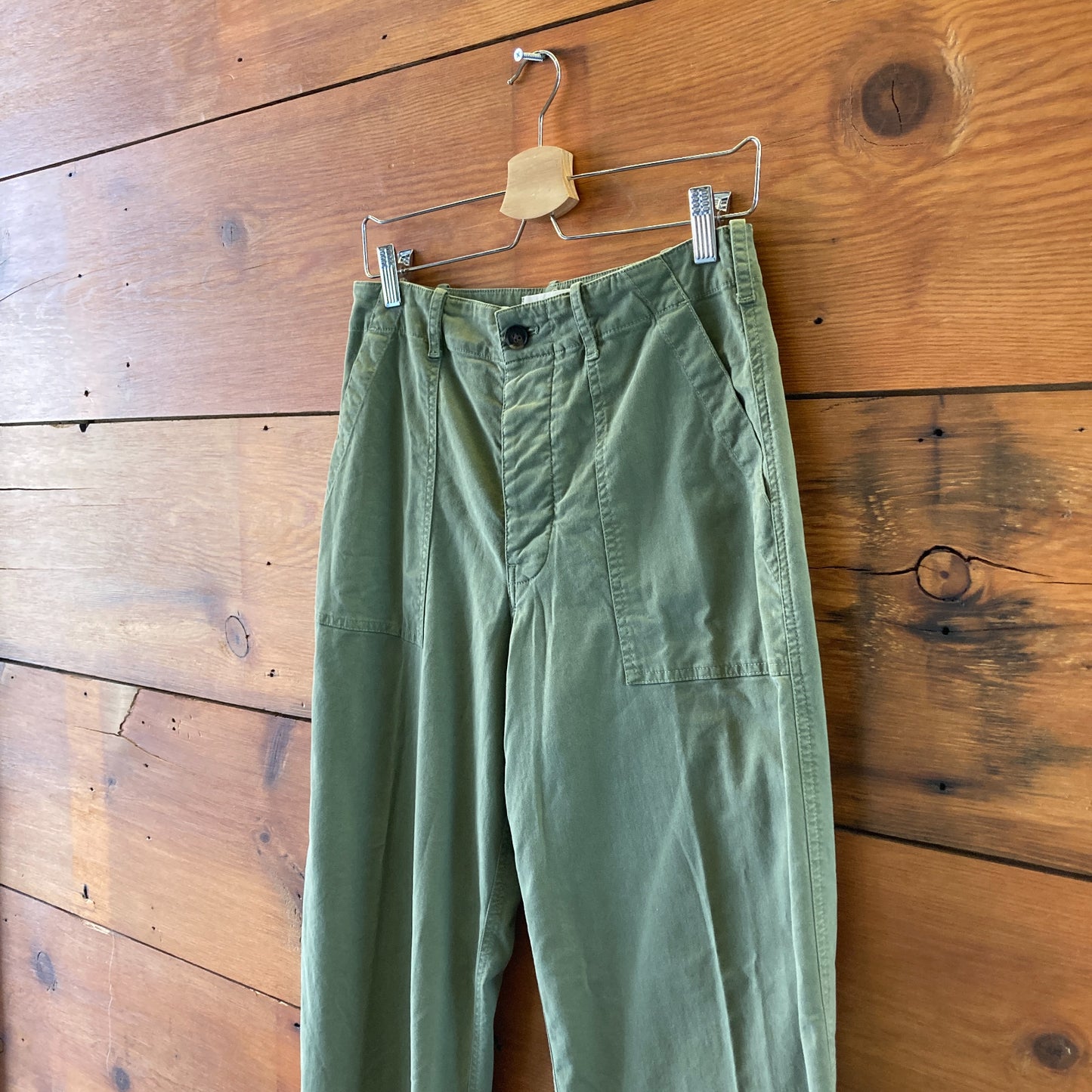 Nili Lotan Military Green Button Fly Wide Leg Trouser Pants - Size 4 - 0422VS