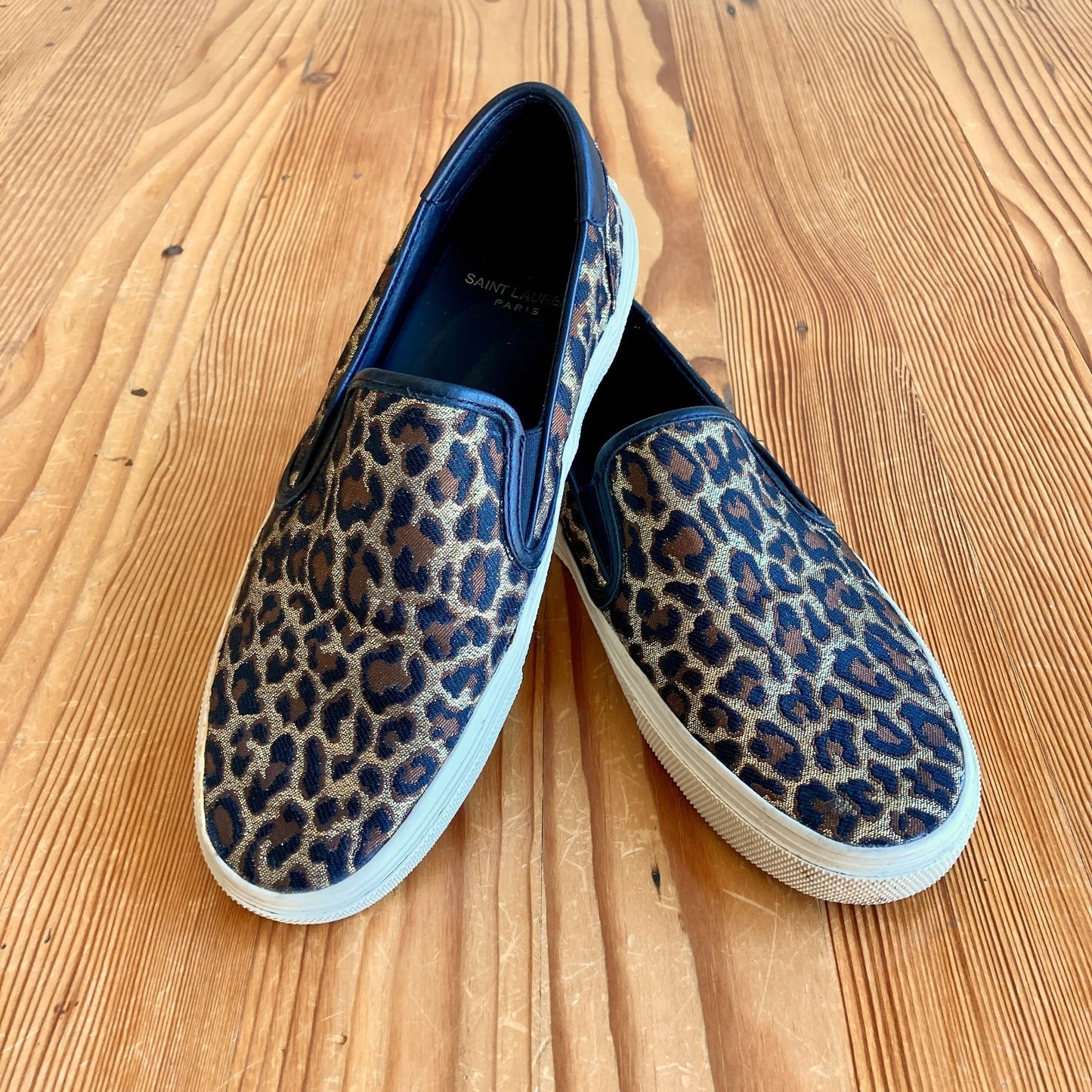 Saint Laurent Metallic Leopard Print Venice Shoes - Size 37 / 6.5 US - 0425KN
