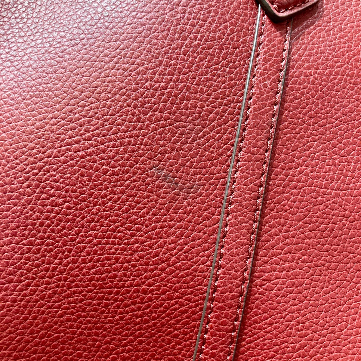 Tory Burch Deep Red Grained Leather Perry Triple Compartment Tote Purse - 0916KJ