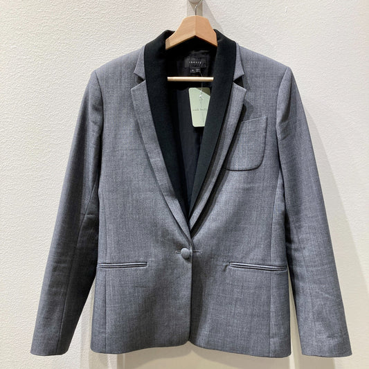 Theory Gray Black Single Button Donelly Blazer Jacket - Size 10 - 0907LR