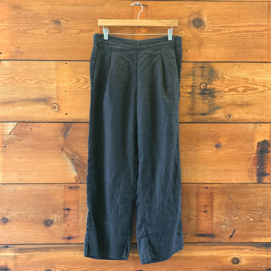 AYR Navy Blue Elastic Waist 100% Linen Wide Leg Pants - Size M - 4427SC