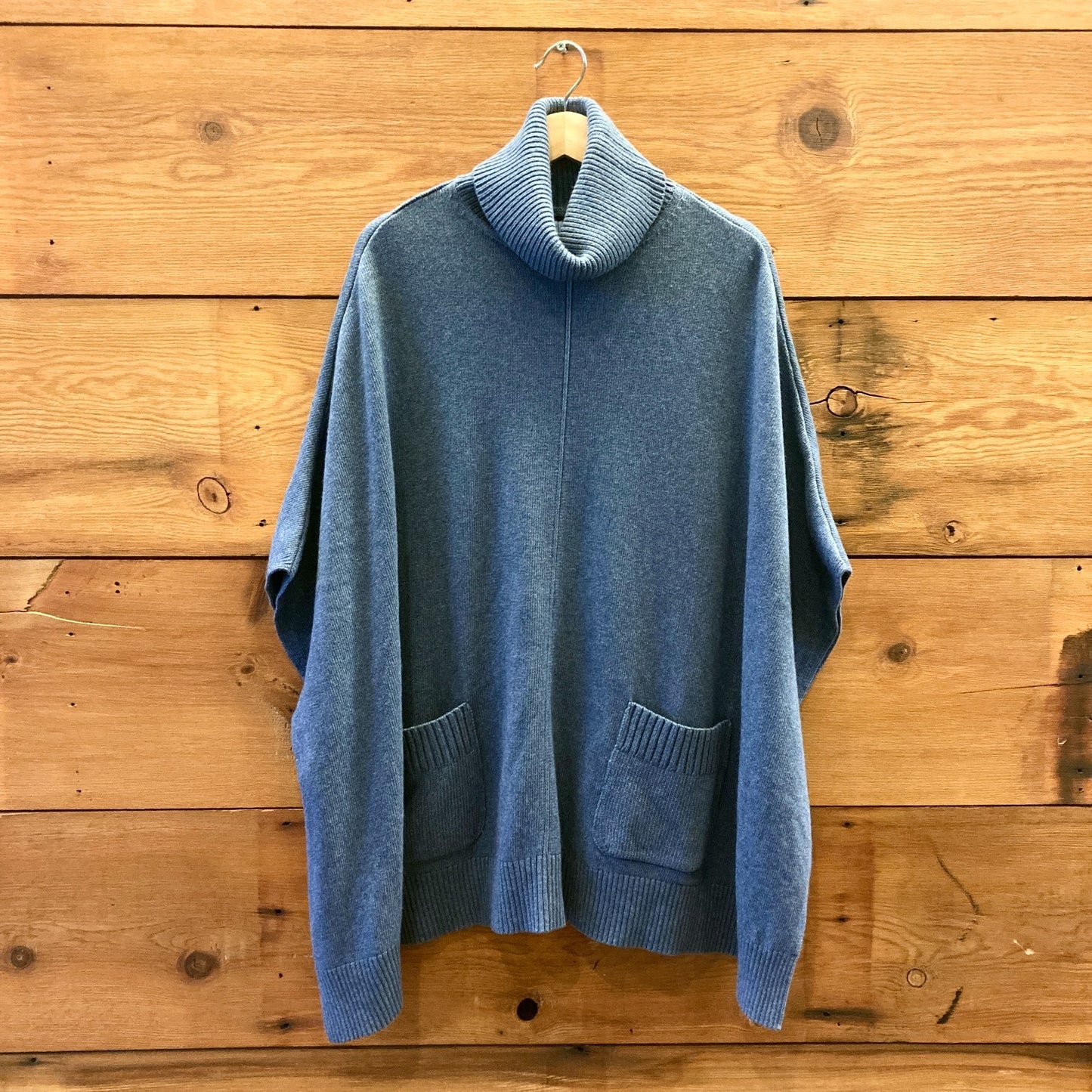 M - Massimo Dutti Blue NEW Turtleneck Poncho Womens Sweater 0927LL