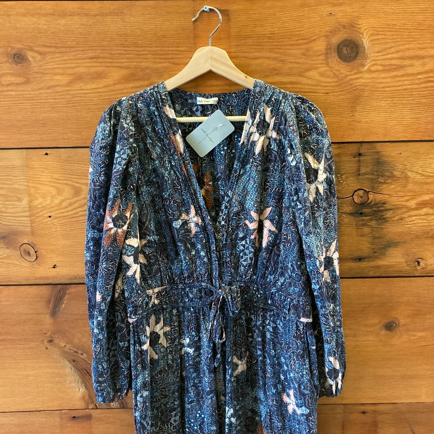 10 - Ulla Johnson Navy Printed Cotton Long Sleeve Citra Jumpsuit 1103ES