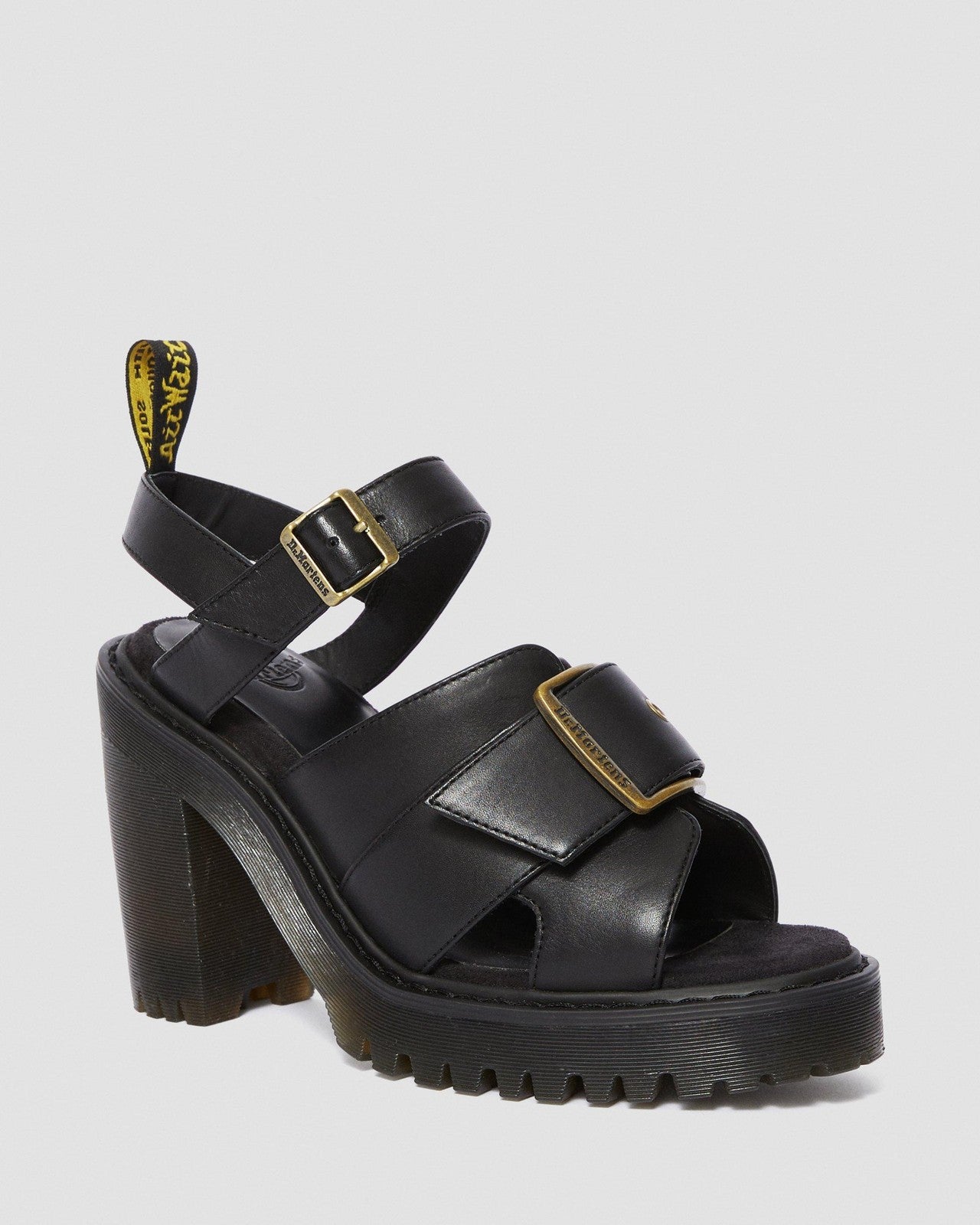 11 - Dr. Martens Black Leather Platform Heeled Granik Sandals Shoes NEW 1021KD
