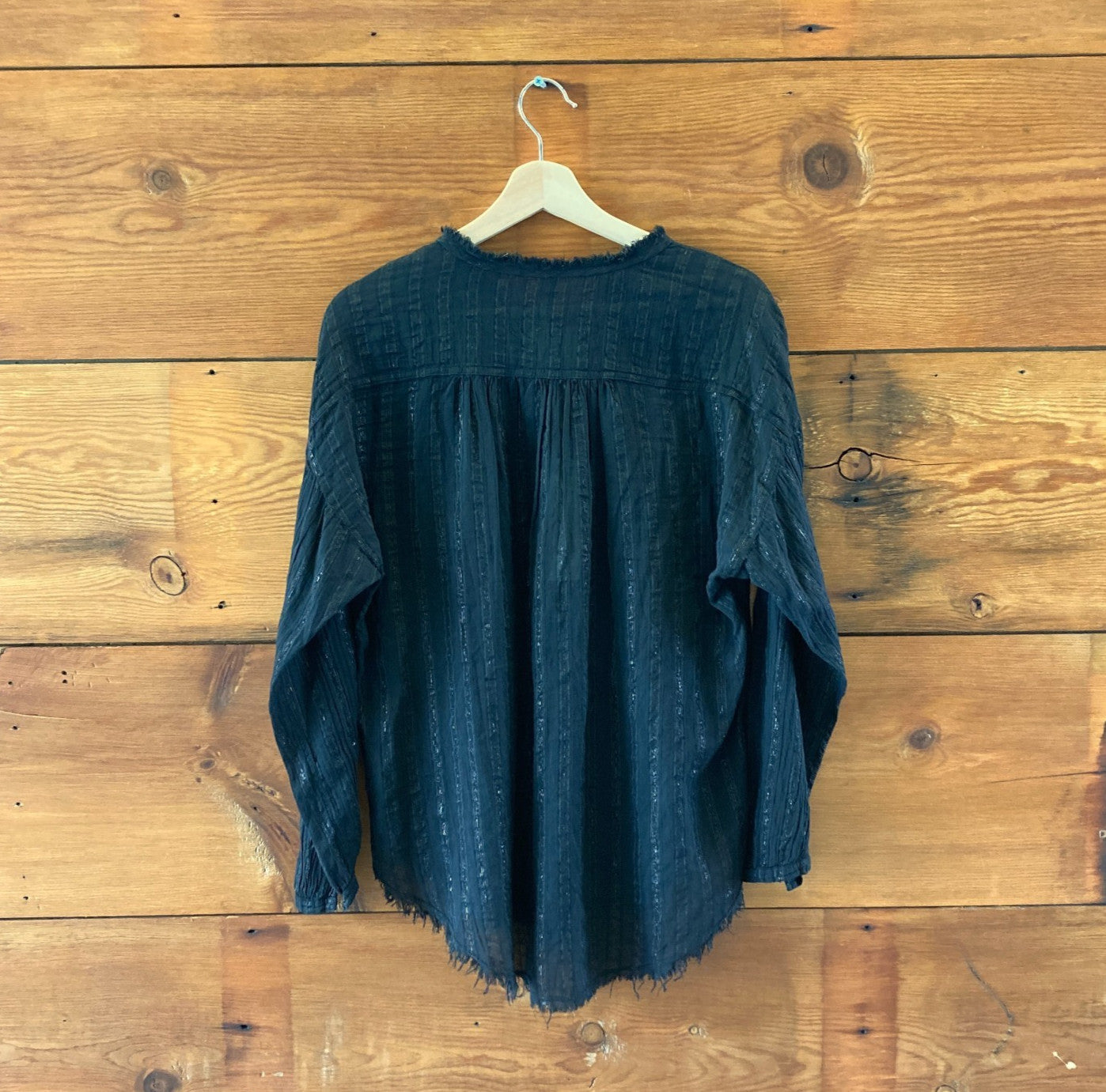 Raquel Allegra $415 Black Metallic Striped Poet Blouse - Size 2 - NEW - 4427SC