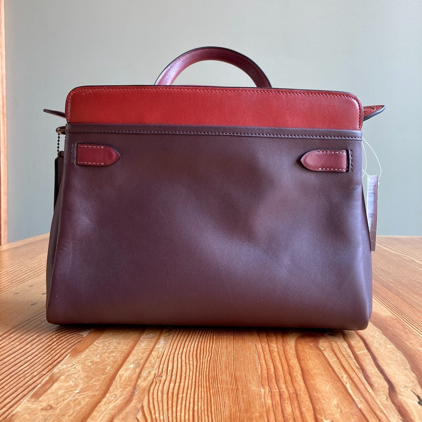 Coach Brown & Red Leather Tate Carryall 29 Bag *missing strap - 0731LR