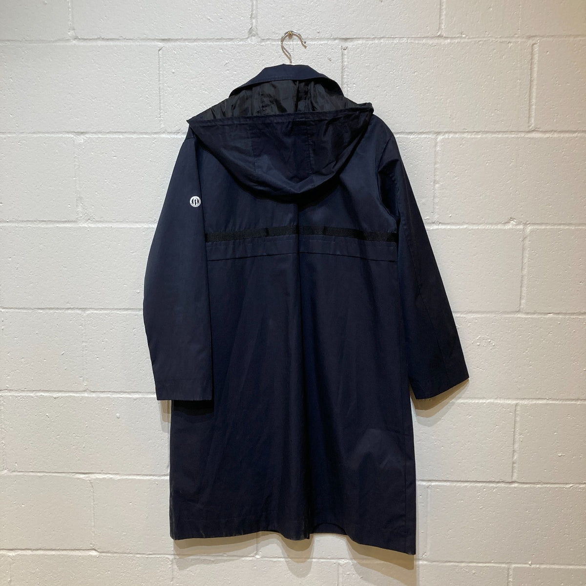 Bernardo Navy Blue Hooded Mid-Length Raincoat Hooded Jacket - Size M - 0206BS