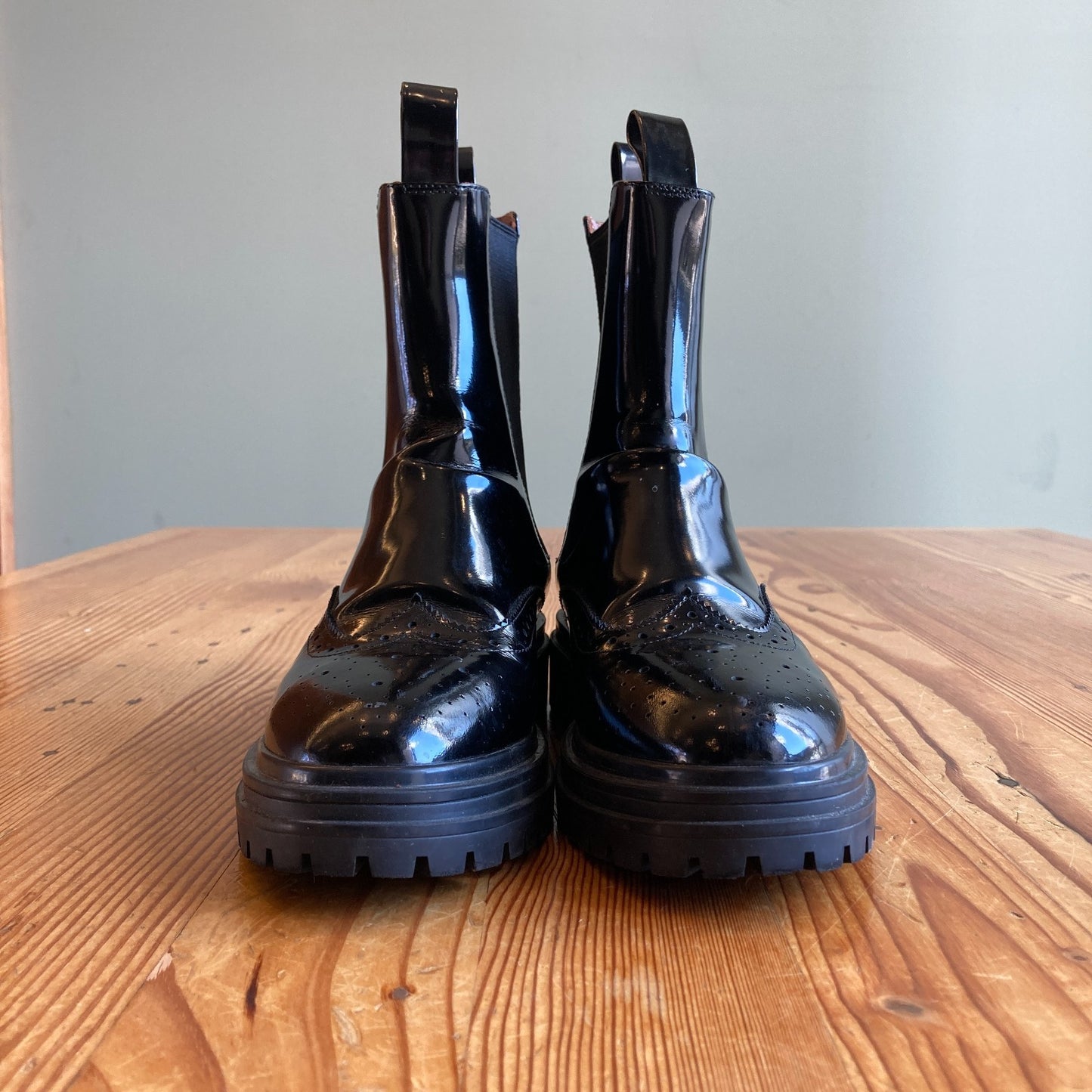 Bared Footwear Black Patent Oxford Chelsea Boots - Size 36 / 6 US - 0102JM