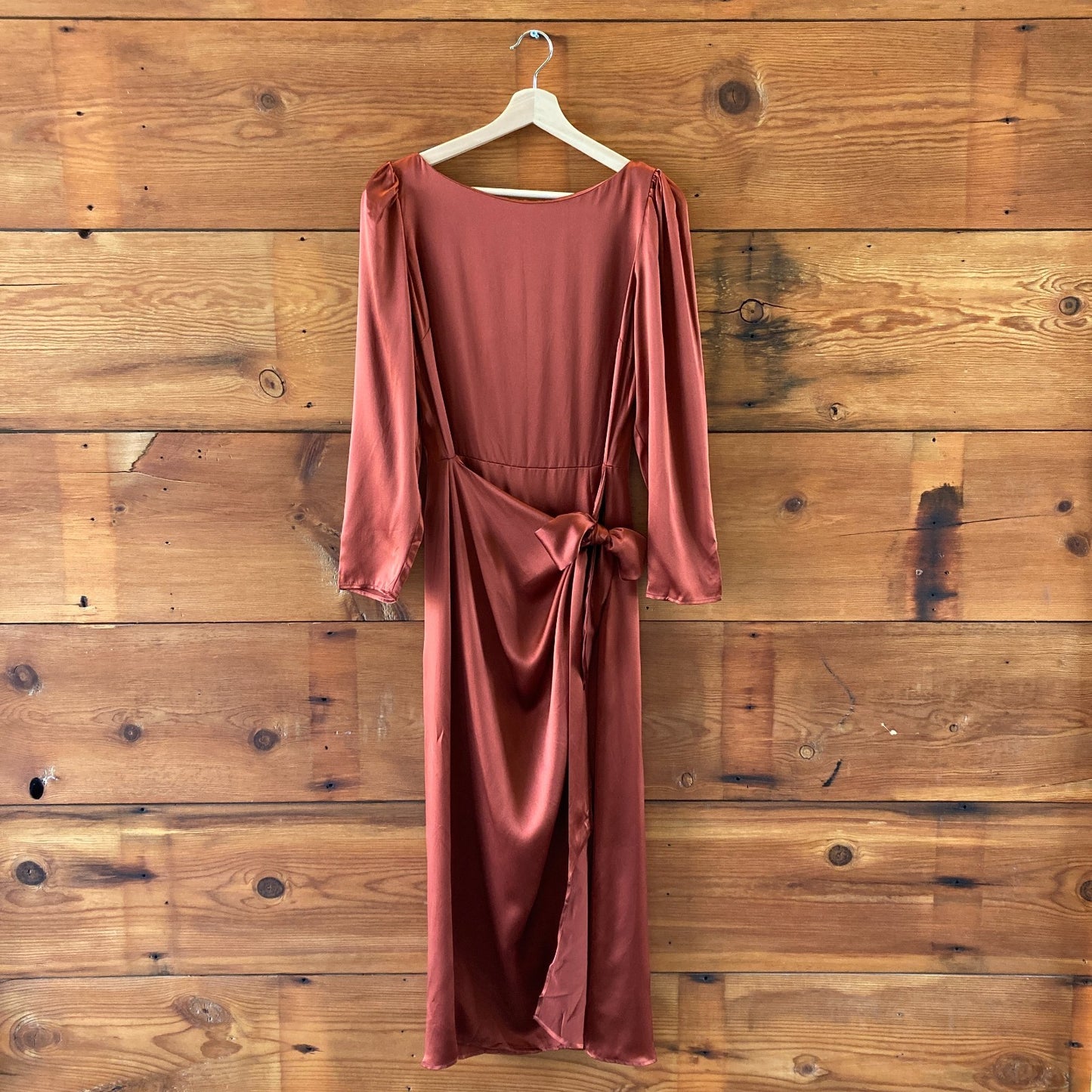 10 - Reformation NEW Oxide Red Cassie Silk Long Sleeve Dress 0306CH