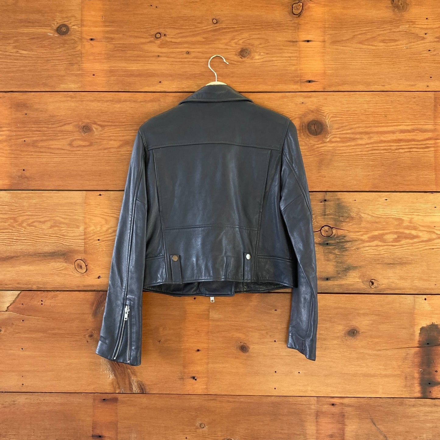 M - DSTLD Black Lamb Leather Womens Biker Motorcycle Jacket 1011SC