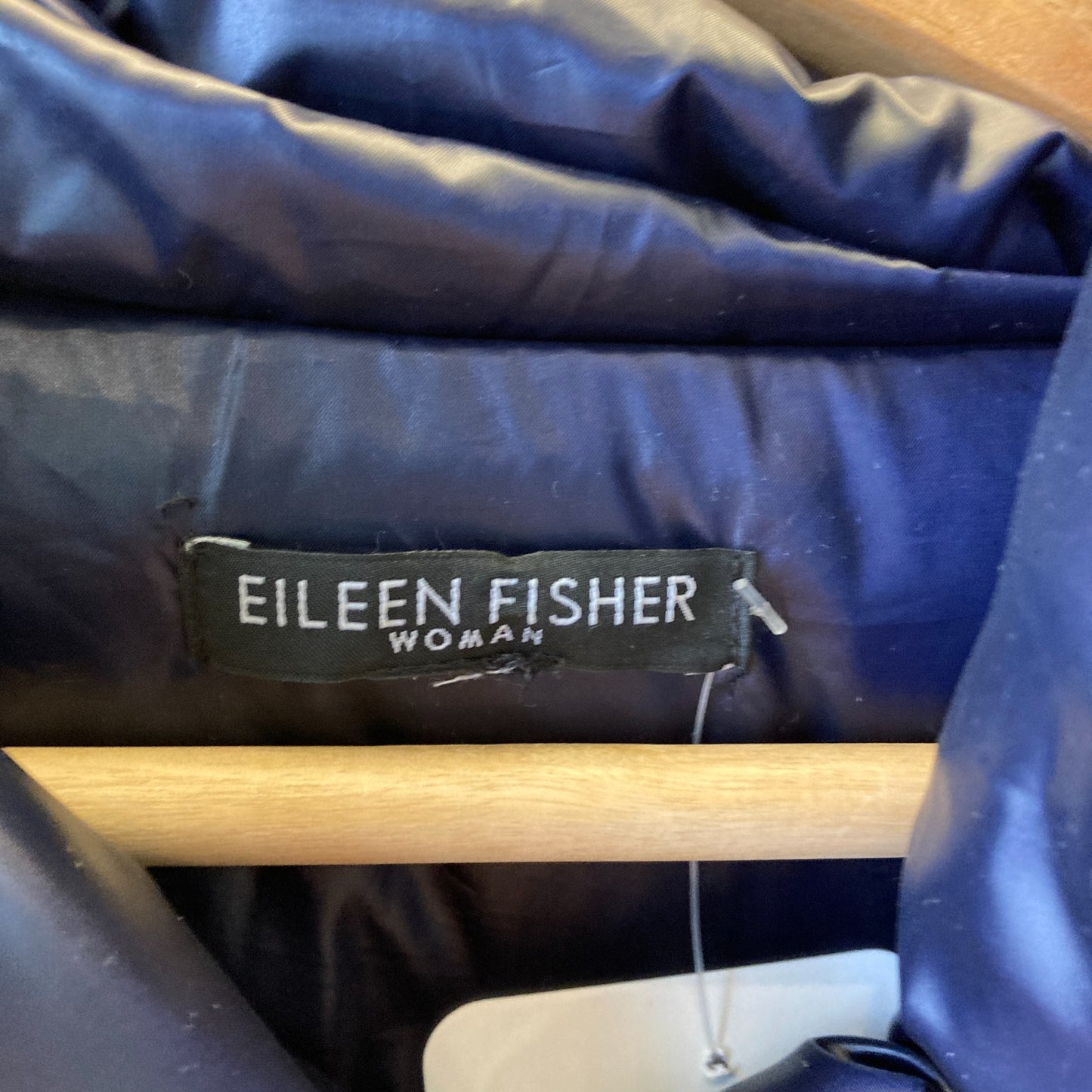 XL - Eileen Fisher $498 Midnight Blue Quilted Ruched Puffer Jacket Coat 0217RC