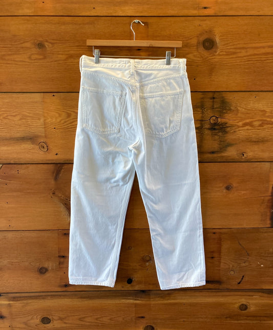 AGOLDE White Denim Button Fly 90's Crop Relaxed Fit Jeans - Size 29 - 0131AG