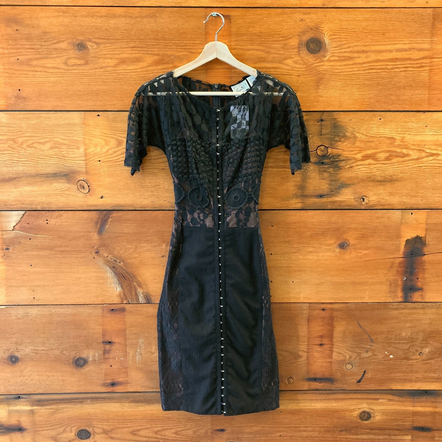 0 - Beguile Byron Lars Black Lace Carissima Fitted Pencil Dress 0308LS