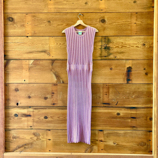 Varley Anthropologie $168 Blush Rose Knit Midi Tank Dress - Sz L - NEW - 0523HS