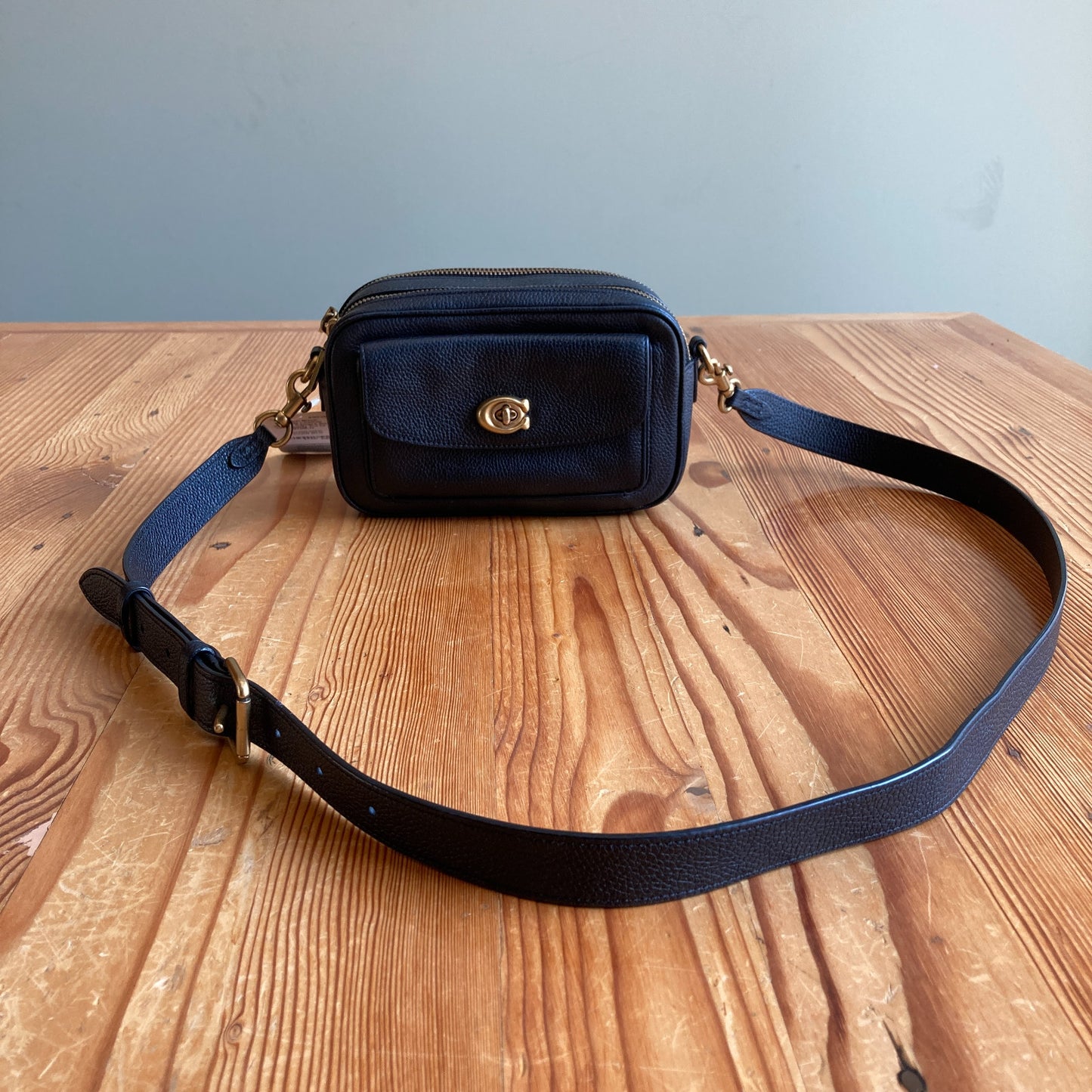 Coach Black Pebble Leather Willow Camera Bag Crossbody Purse - 0708LG