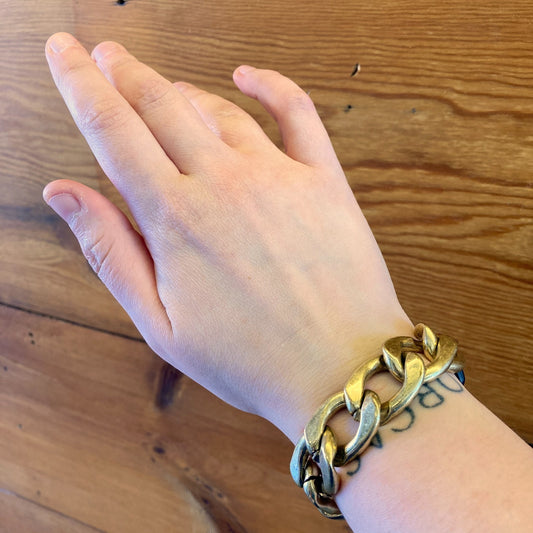 Jenny Bird Gold Chain Link & Leather Chunky Riri Bracelet - 0504AK
