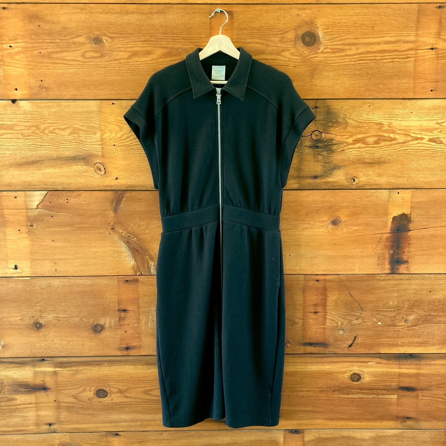 Varley Black Double Soft Zip Through Louisa Midi Length Dress - Size M - 0715NS