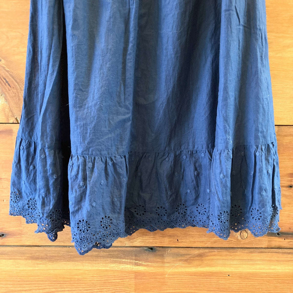 Gudrun Sjoden Navy Blue Pull-On Embroidered Eyelet Hem Skirt - Size S - 0320JS