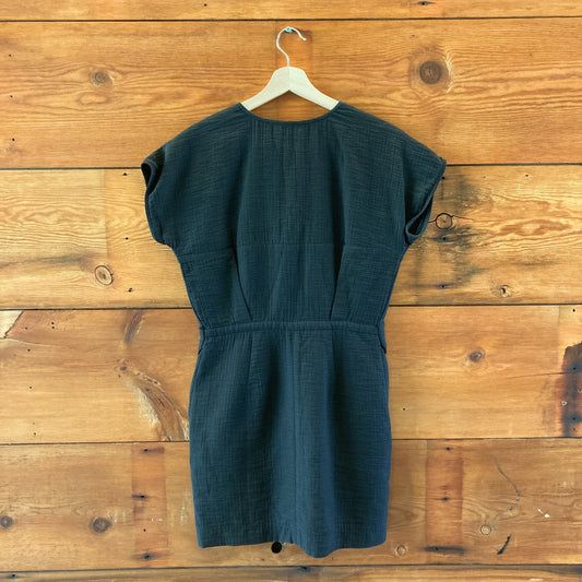 Rachel Comey Black Zip Front V Neck Cap Sleeve Shift Dress - Size 4 - 0504AK