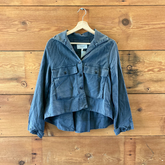 The Great Dark Gray Flare Fit Boxy Button Up Cotton Jacket - Sz 0 / XS - 1105HT