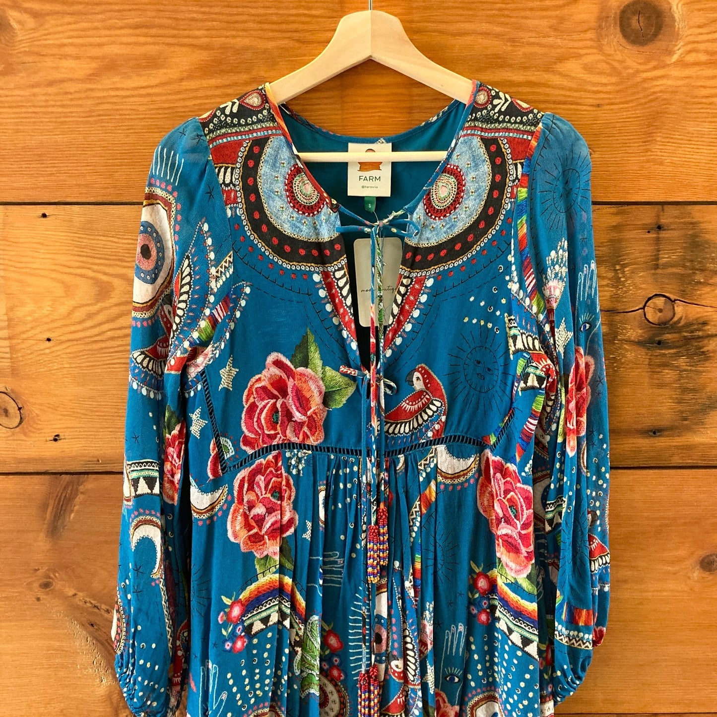 Farm Rio Anthropologie Mystic Blue Midi Length Dress - Size S - 0813CG
