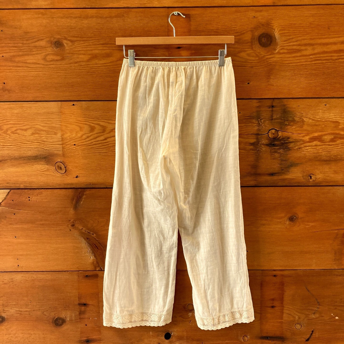 Dosa Beige Sheer 100% Organic Cotton Lace Trim Pants - Size 1 / S - 0517DS