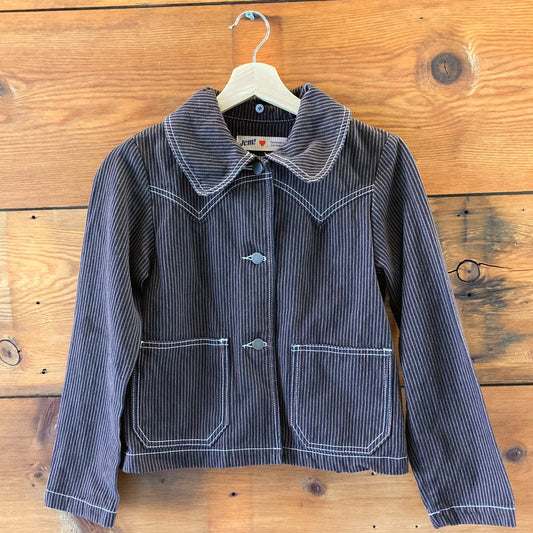 JEM! Brown & Navy Railroad Striped Shrunken Ranch Jacket - Size S - 0312IG