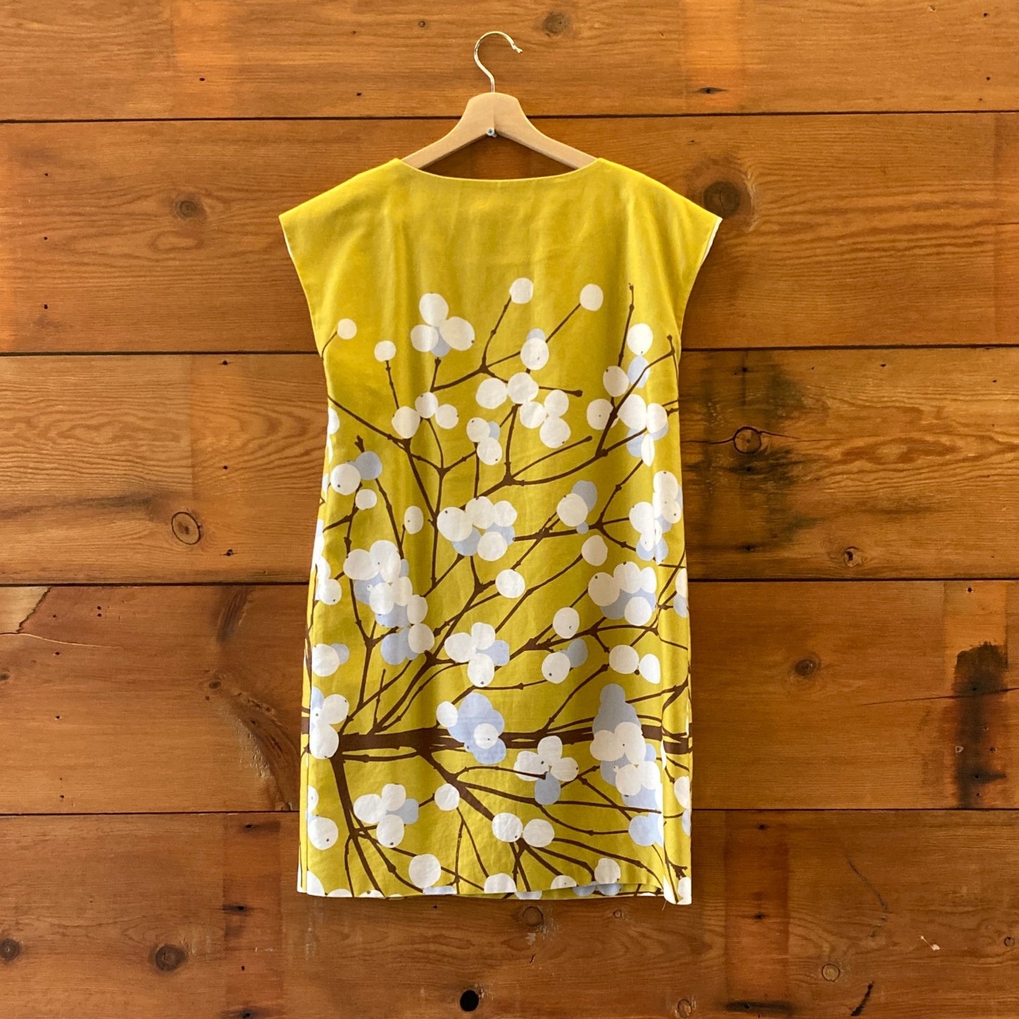Marimekko Yellow Snowberry Print Ihvi Cap Sleeve Dress - Size 36 / S - 0203SK