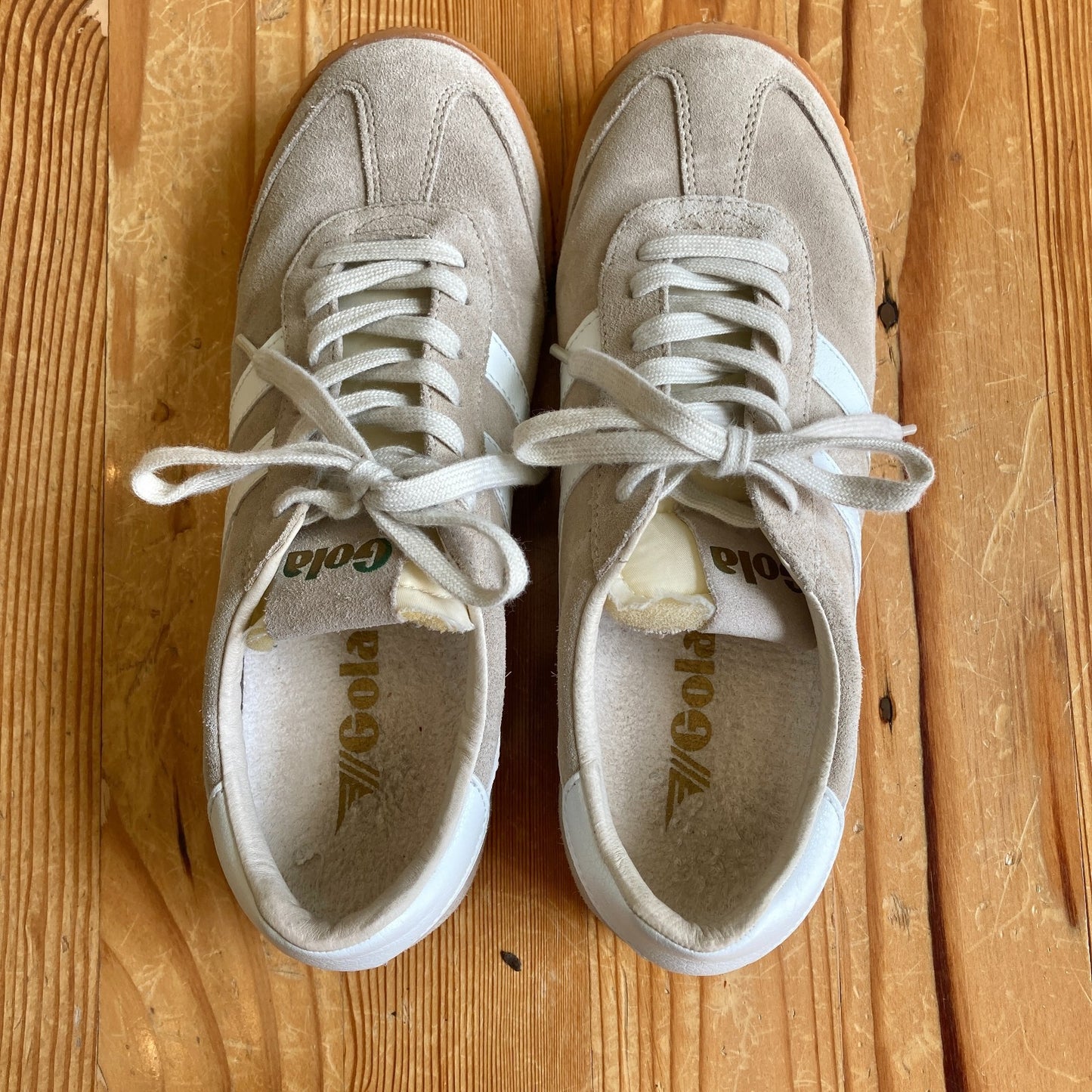 Gola Tan Bone White Suede Elan Sneakers Shoes - Size 9 - 0510AB