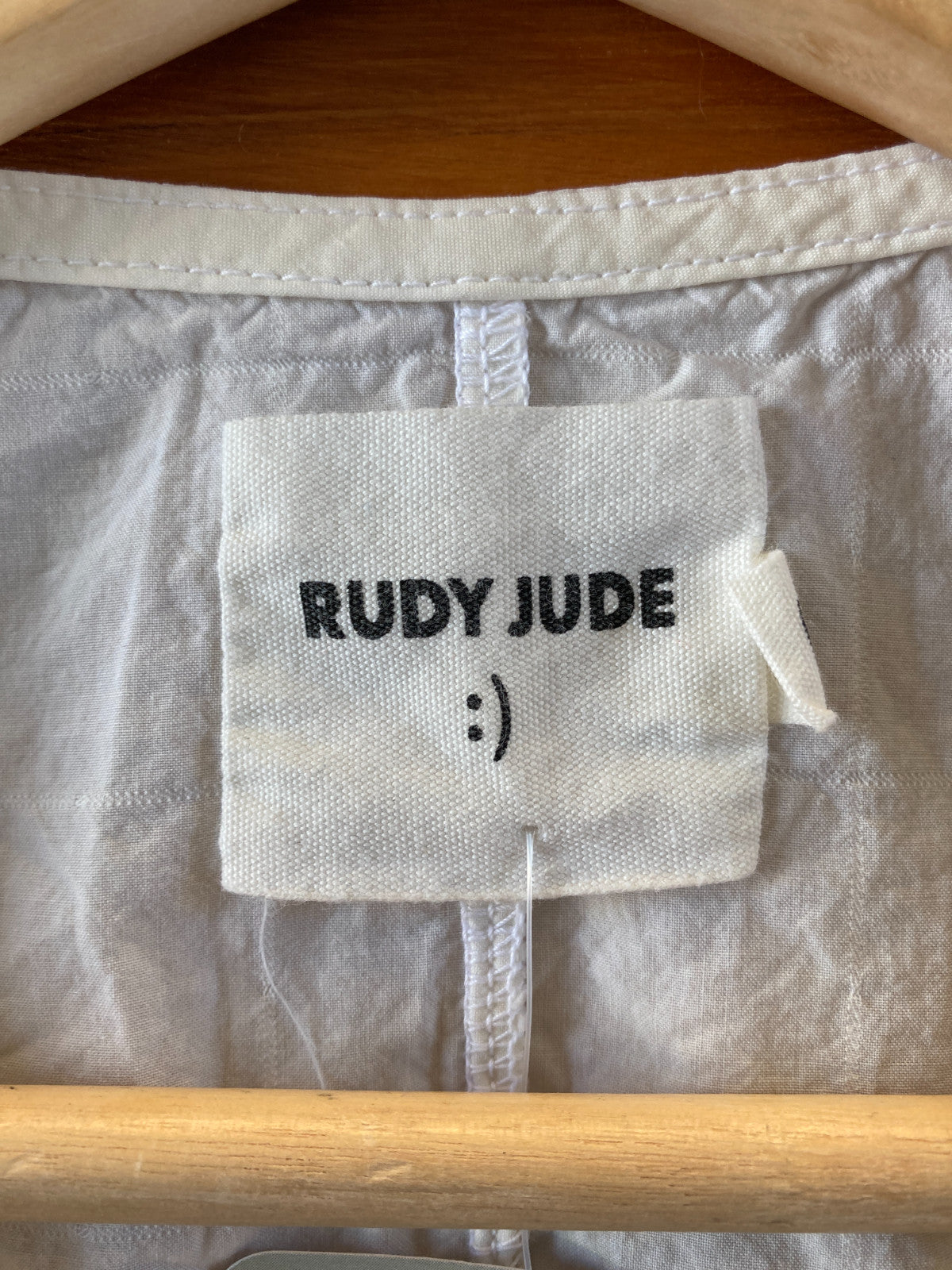 Rudy Jude White Windowpane Puff Sleeve Shirt Day Blouse - Size XS - 0312IG