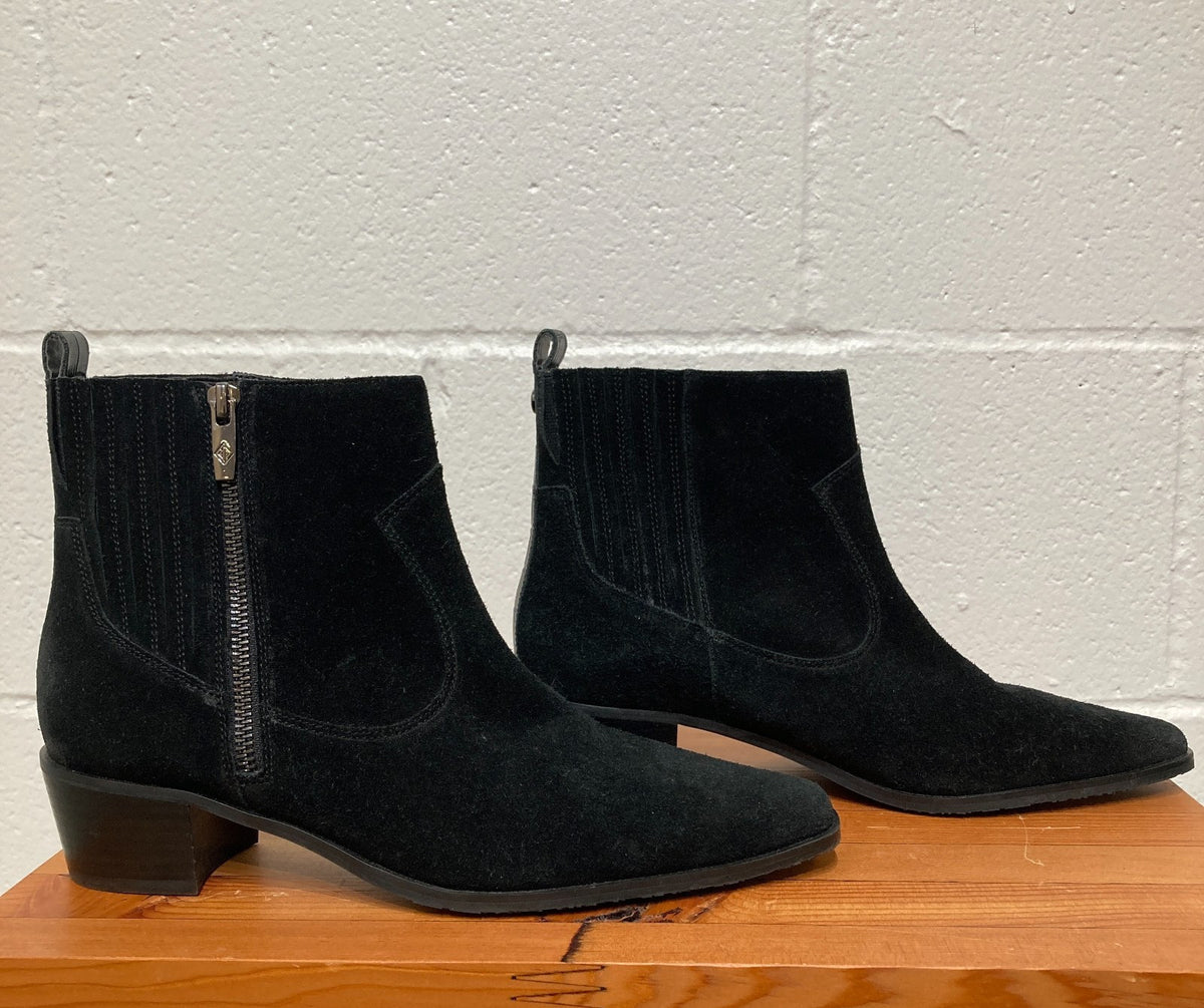 Donald Pliner Black Suede NEW Banks Western Heel Ankle Boots - Size 8.5 - 0320JS