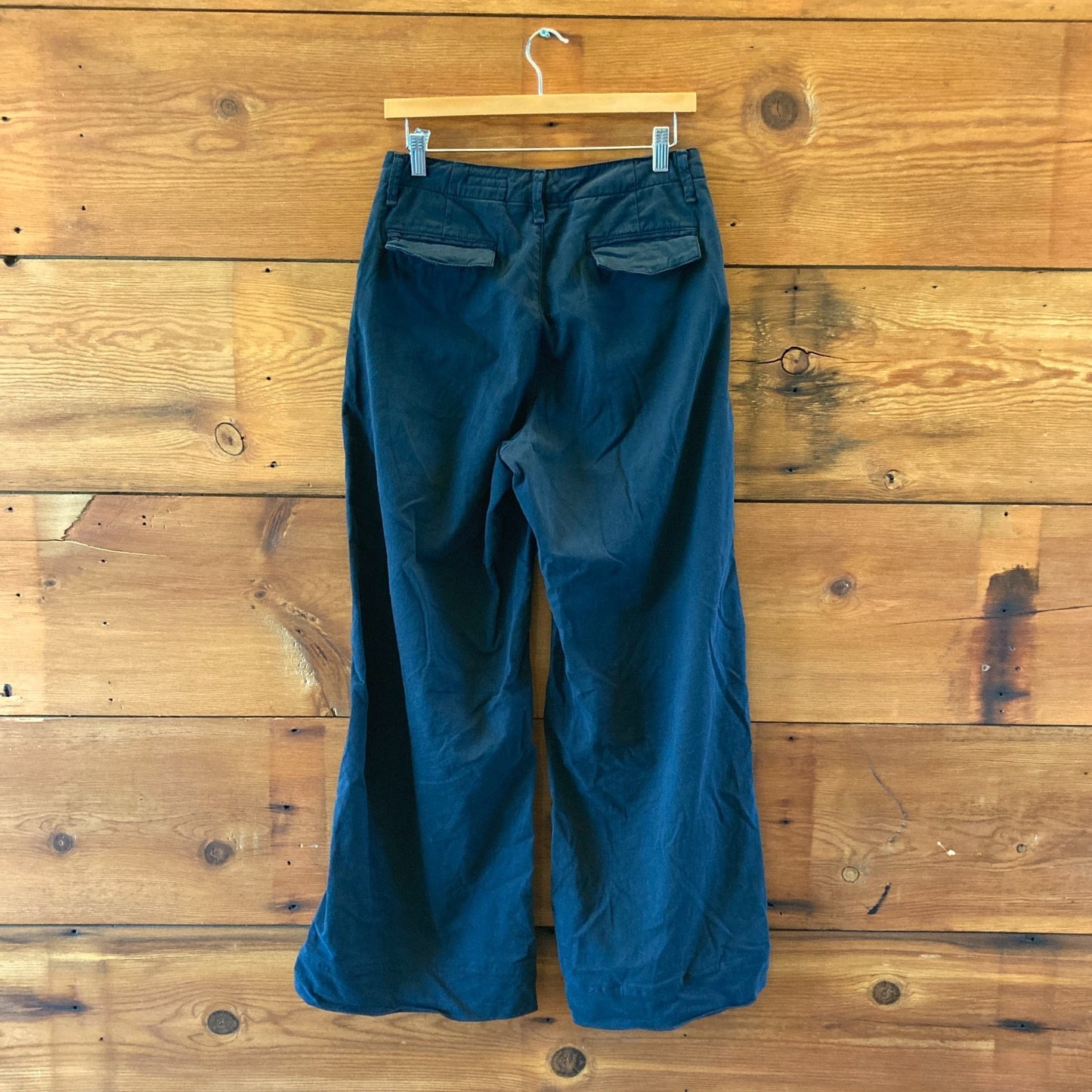 Rag & Bone Navy High Waisted Cotton Wide Leg Trousers Pants - Size 6 - 1011SC
